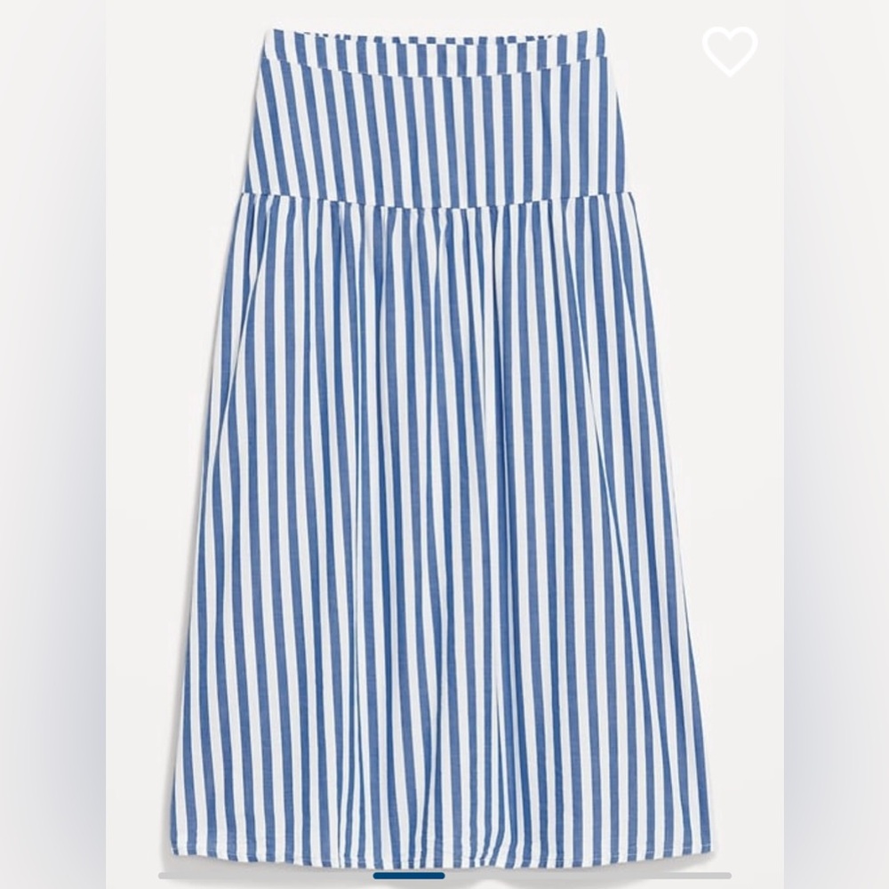 Chambray/Blue Stripe Drop-Waist Midi Length Skirts, 100% Cotton, Small, Old Navy